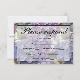 Elegant dammig lila blue water color hydrangeas OSA kort