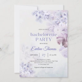 Elegant dammig lila vår blommor bachelorette inbjudningar
