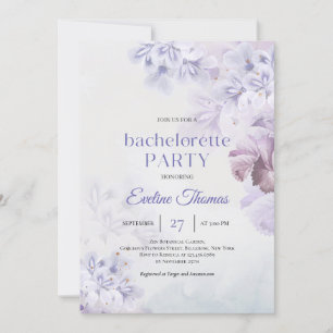 Elegant dammig lila vår blommor bachelorette inbjudningar