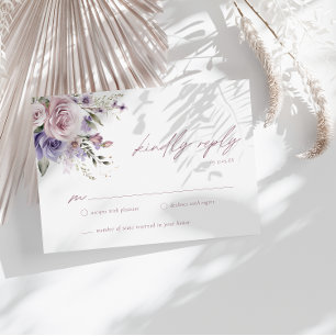 Elegant dammig mauve och lavendel bröllop RSVP Inbjudningar