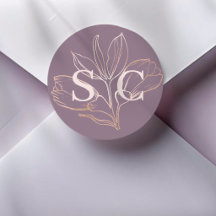 Elegant dammig ros botanisk monogram bröllop