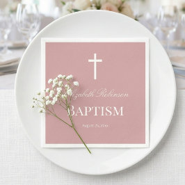 Elegant dammig ros dopservett av papper pappersservett