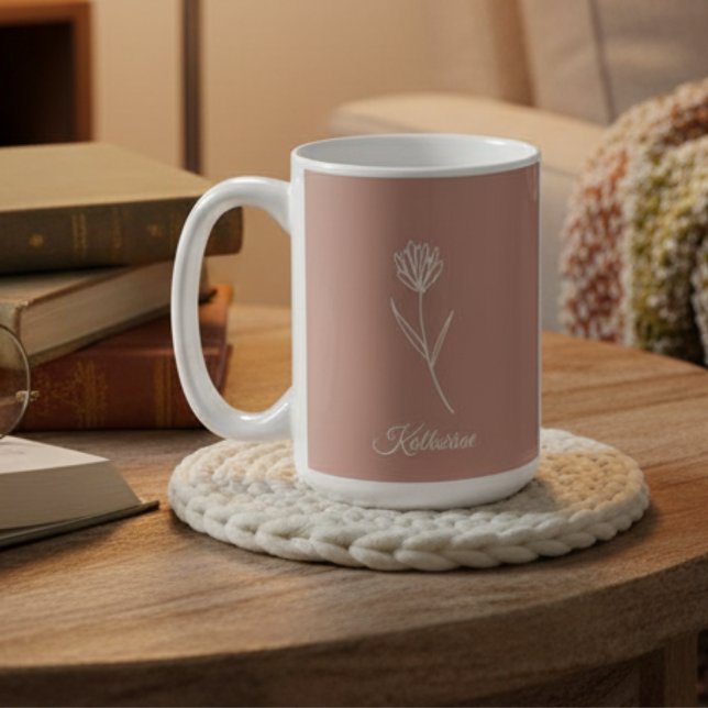 Elegant dammig ros Enkel blomma Namn Kaffemugg (Skapare uppladdad)