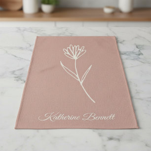 Elegant dammig ros enkel blomma namn kökshandduk
