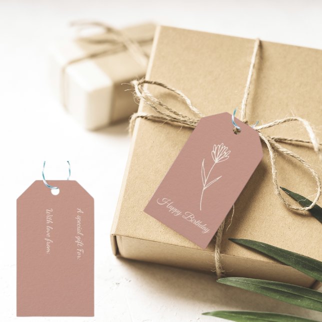 Elegant dammig ros Enkel blomma Namn Presentetikett (Skapare uppladdad)