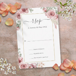 Elegant dammig ros fria blommor script bröllop OSA kort