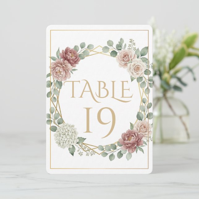 Elegant dammig ros geometrisk blommig akvarell 19 (Stående Fram)