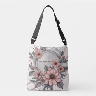 Elegant dammig ros melankolisk blomster falsk marm axelväska