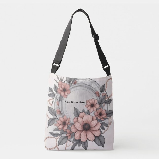 Elegant dammig ros melankolisk blomster falsk marm axelväska (Framsida)
