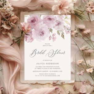 Elegant dammig rosa akvarell blommande bröllopsdus inbjudningar