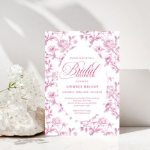Elegant dammig rosa blombröllopsinbjudan