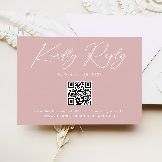 Elegant dammig rosa bröllops-RSVP Tilläggskort (Skapare uppladdad)