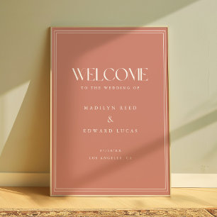 Elegant dammig rosa fet typografi bröllop välkomme poster