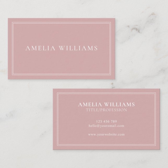 Elegant dammig rosa minimalistisk professionell visitkort (Fram/baksida)