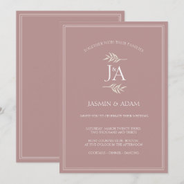 Elegant dammig rosa monogram bröllop inbjudningar