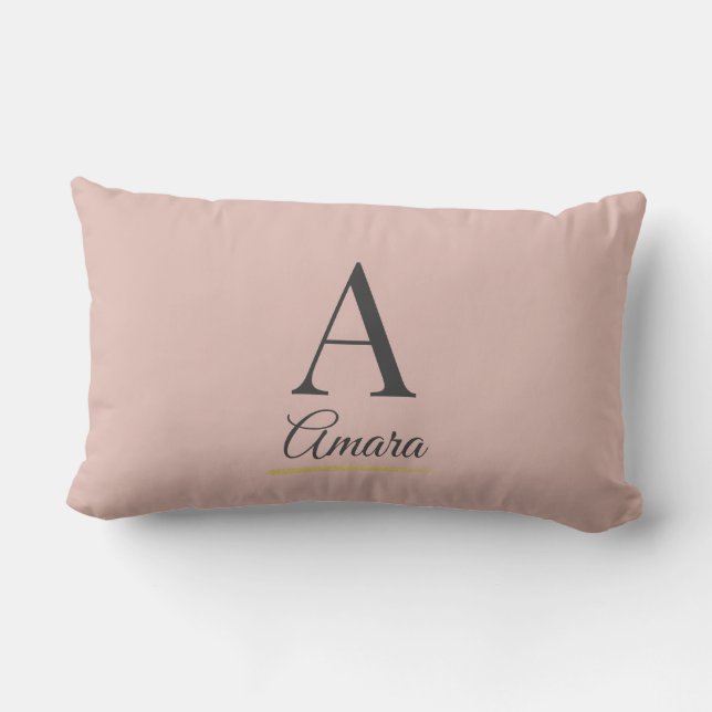 Elegant dammig rosa monogram lumbarkudde (Baksida)