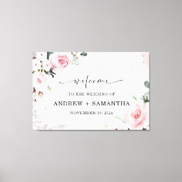 Elegant dammig rosa och grå bröllopsdekoration canvastryck