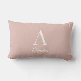 Elegant dammig rosa och vit monogram lumbarkudde
