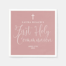 Elegant dammig rosa rosa första heliga kommunion