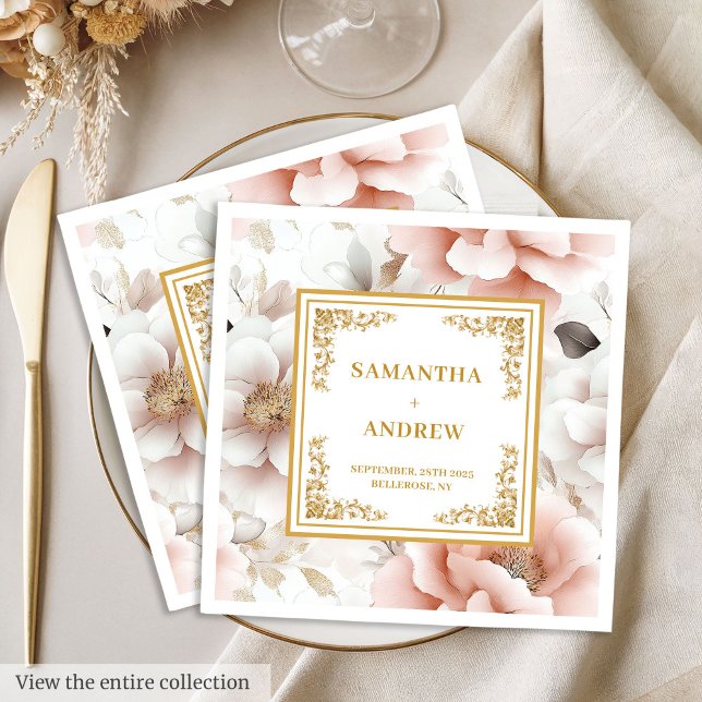 Elegant dammig rosa vattenfärgsblöjor från bröllop pappersservett (Elegant dusty pink watercolor wedding napkins)