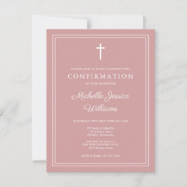 Elegant dammig rosafärgad konfirmationsinbjudan vykort