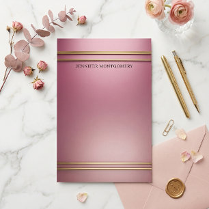 Elegant dammig rosgradient guld folie rand Namn Brevpapper