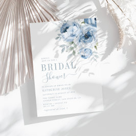 elegant dammiga blå blommor, brodusch inbjudningar