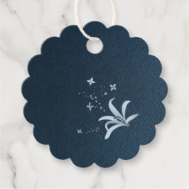 elegant dammiga blåa blommor marinblått gåvor etiketter