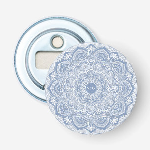 Elegant dammiga blåvita snöre mandala Classic Flasköppnare