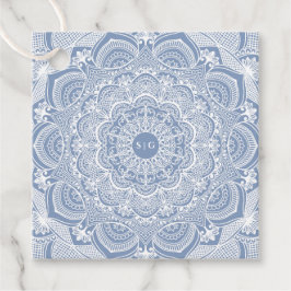 Elegant dammiga blåvita snöre mandala Classic Gåvor Etiketter
