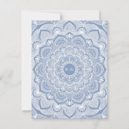 Elegant dammiga blåvita snöre mandala Classic Inbjudningar