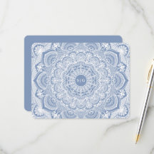 Elegant dammiga blåvita snöre mandala Classic
