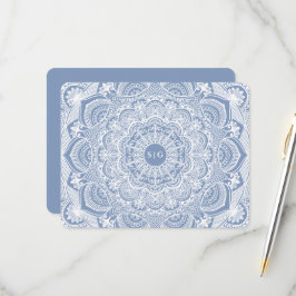 Elegant dammiga blåvita snöre mandala Classic OSA Kort