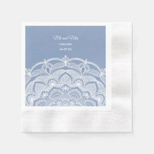 Elegant dammiga blåvita snöre mandala Classic Pappersservett