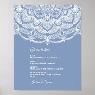 Elegant dammiga blåvita snöre mandala Classic Poster