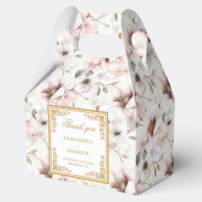 Elegant dammiga rosa-favoritboxar för färgbröllop  presentaskar (Elegant dusty pink watercolor wedding favor boxes)