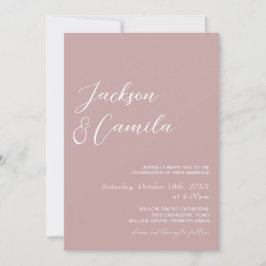 Elegant Dammrosa Foto Bröllop Inbjudningar