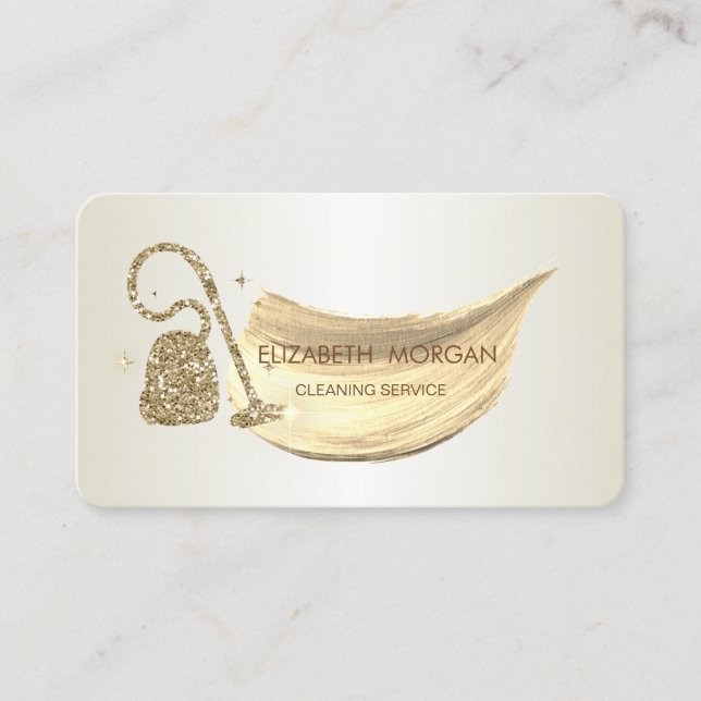 Elegant dammsugare med glitterpenseldrag visitkort (Framsida)