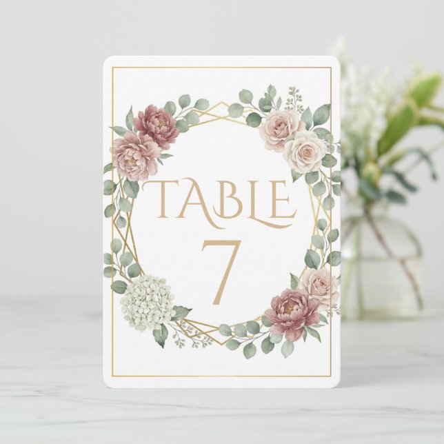 Elegant Dammtrosa Geometrisk Blommig Akvarell 7 (Stående Fram)