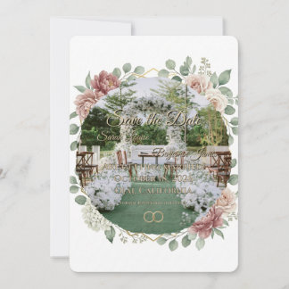 Elegant Dammtrosa Geometrisk Blommig Akvarell Spara Datumet