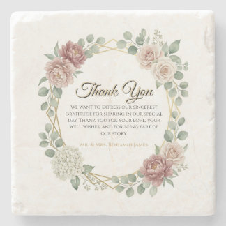 Elegant Dammtrosa Geometrisk Blommig Akvarell Stenunderlägg