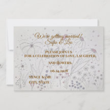 Elegant Dammtrosa Grå Handritad Blommig Bröllop