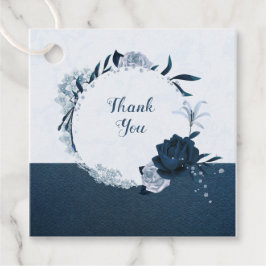 elegant Dammussla blått och marint blått blommigt Gåvor Etiketter