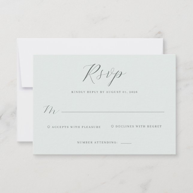 Elegant Dämpad Grön RSVP-kort OSA Kort (Framsida)