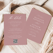 Elegant Damrosa Allt-i-ett QR-kod Bröllop