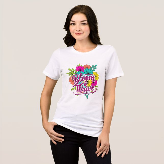 Elegant damtröja med blomdesign – Stilfull fl T Shirt (Framsida Full)