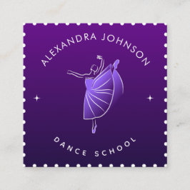 Elegant Dance School Dancer Silhouette Lila Coola Fyrkantigt Visitkort