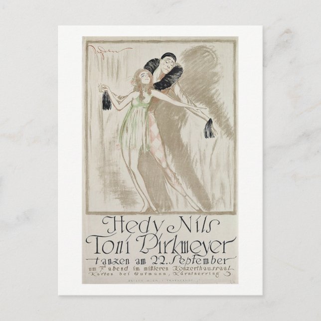 Elegant Dancers, annonsering, Vintage Vykort (Framsida)
