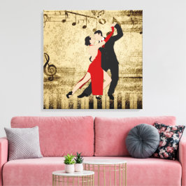 Elegant Dancers on Vintage Lakan Music Canvastryck