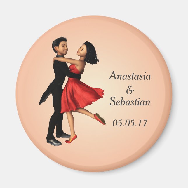 Elegant Dancers: Red Silke Dress (Personlig) Magnet (Framsidan)